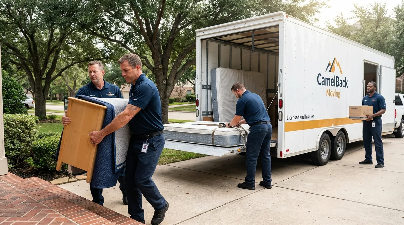 Crew loading residential truck for cross-state move from Beaverdale, PA