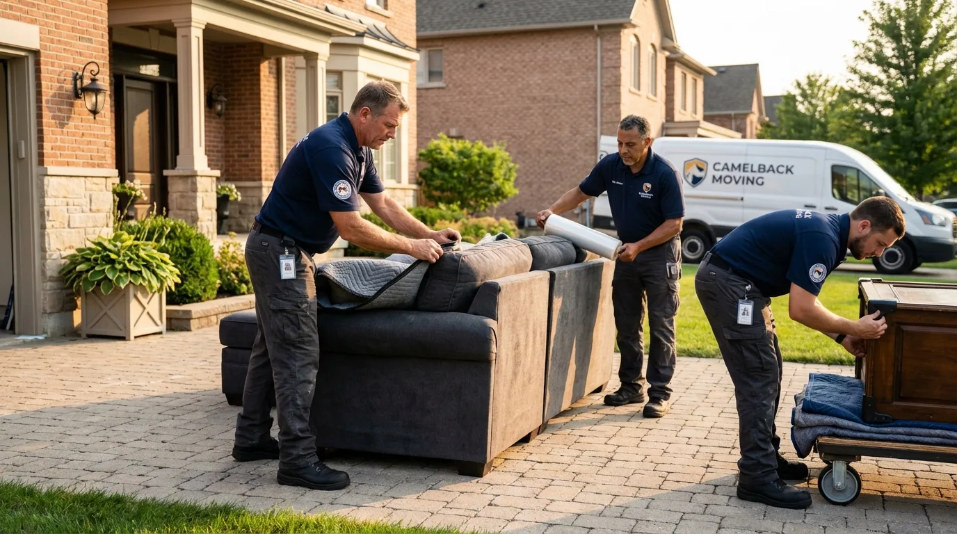 Large estate moving crew wrapping furniture in Beaverdale, PA